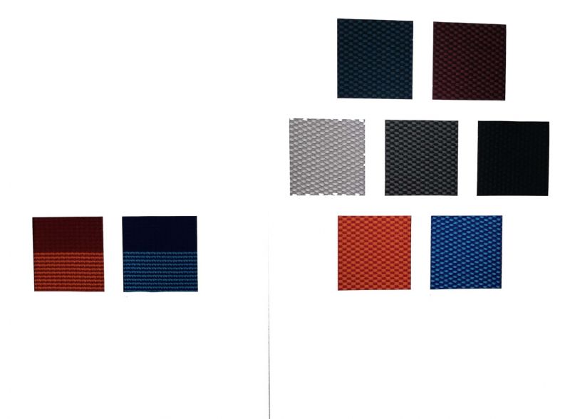 Stoffmusterkarte Duo Knit / Striped Knit Vitra mit verschiedenen Farbvarianten und Texturen für Möbelbezüge.